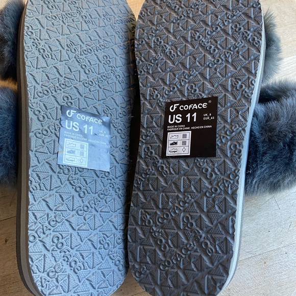 Coface Gray Furry Slippers with Rubber Soles NWT’s Size US 11, UK 9, EUR 43 - Picture 4 of 5